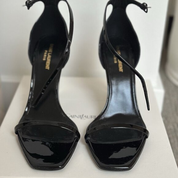 Saint Laurent OPYUM Sandals In leather With Gold Heel - Picture 3 of 8